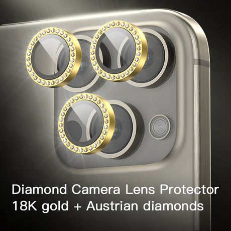 ファッション OEM 18 K ゴールド + オーストリア ダイヤモンド カラフルなアンチスクラッチ強化ガラス Iphone カメラレンズプロテクター